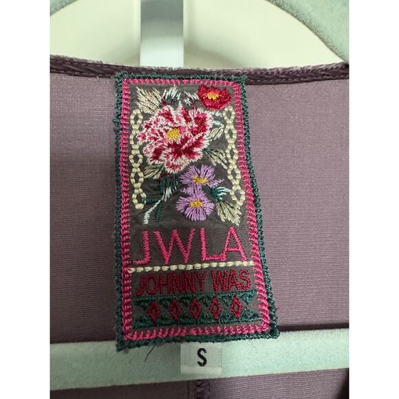 Johnny Was JWLA Rebekah Velvet Button Djellaba Midi Dress Silk Blend Size S Boho - Picture 4 of 9